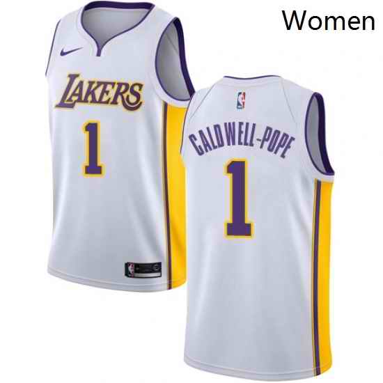 Womens Nike Los Angeles Lakers 1 Kentavious Caldwell Pope Authentic White NBA Jersey Association Edition